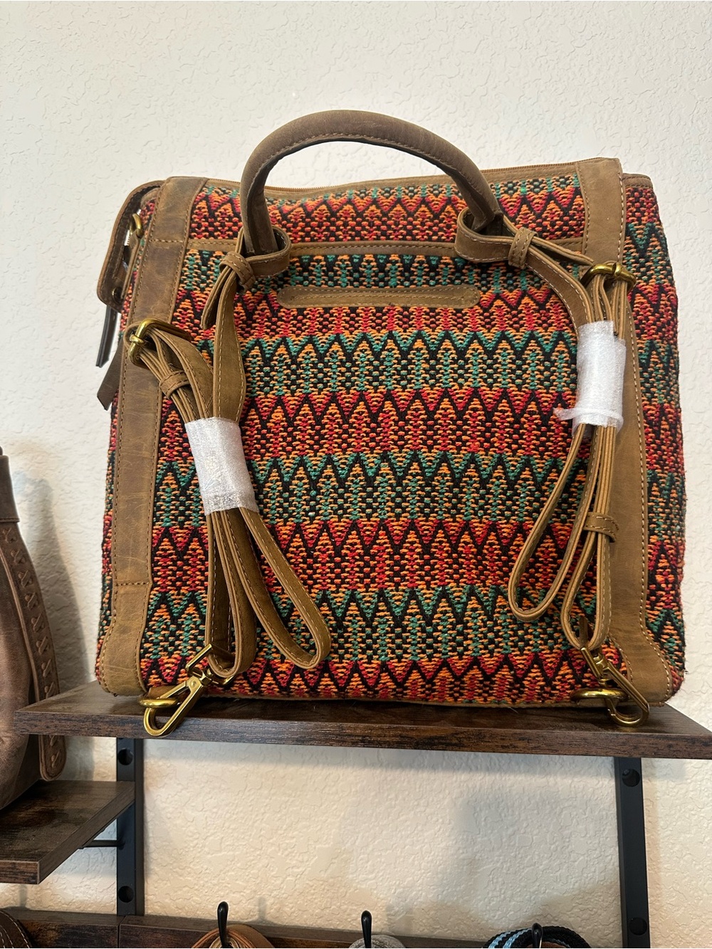 Myra Bag Multicolor Woven Messenger Bag - Red, Green, Brown - Picture 2 of 2